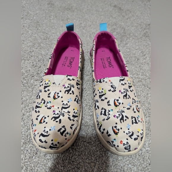 TOMS Alpargata Birch Panda Party Girls Size 3 - Picture 1 of 6